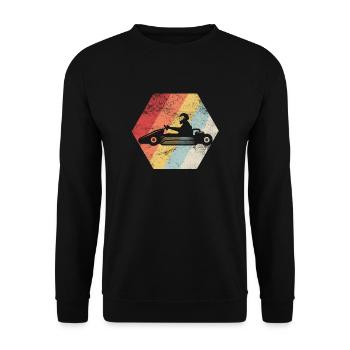 Go Kart Fahrer - Kartfahrer Wettrennen - Unisex Pullover - Schwarz - Vorne - Alina (178cm) & Michal (187cm)
