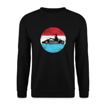 Go Kart Fahrer - Kartfahrer Wettrennen - Unisex Pullover - Schwarz - Vorne - Alina (178cm) & Michal (187cm)