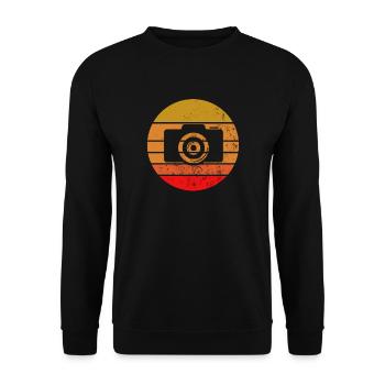 Fotograf Fotografen Retro Vintage Kamera Geschenk - Unisex Pullover - Schwarz - Vorne - Alina (178cm) & Michal (187cm)