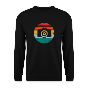 Fotograf Fotografen Retro Vintage Kamera Geschenk - Unisex Pullover - Schwarz - Vorne - Alina (178cm) & Michal (187cm)