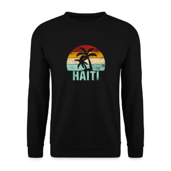 Haïti Souvenir Palmiers Été Soleil Mer Plage - Sweat-shirt Unisexe - noir - Devant - Alina (178cm) & Michal (187cm)