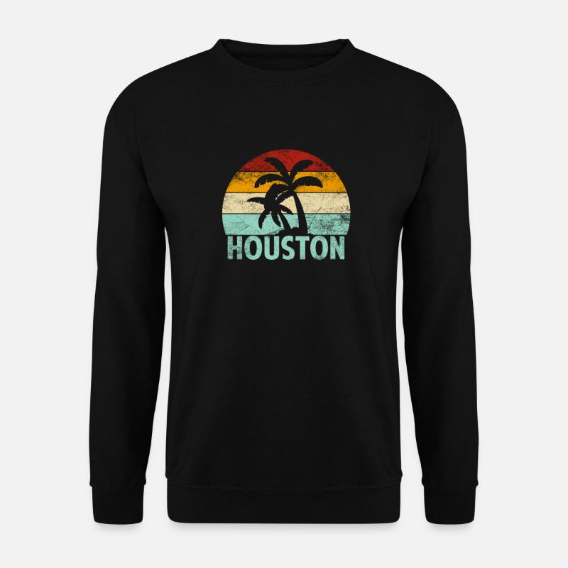 Houston Souvenir Palmen Sommer Sonne Meer Strand - Unisex Pullover - Schwarz