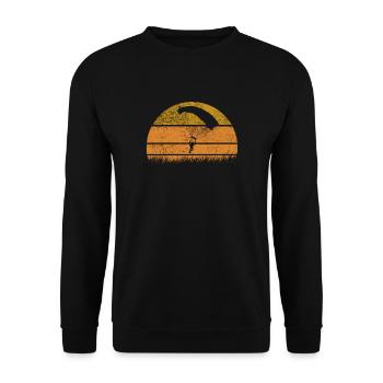 Paragliding Gleitschirmfliegen Paraglider Retro - Unisex Sweatshirt - black - Front - Alina (178cm) & Michal (187cm)