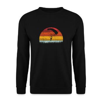 Paragliding Gleitschirmfliegen Paraglider Retro - Unisex Sweatshirt - black - Front - Alina (178cm) & Michal (187cm)