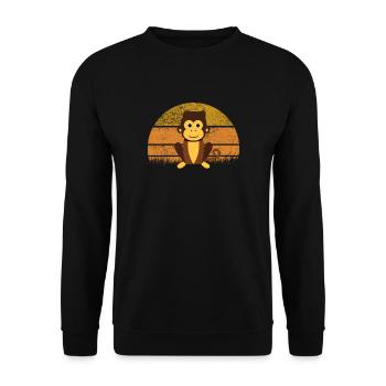 Singe Rétro - Sweat-shirt Unisexe - noir - Devant - Alina (178cm) & Michal (187cm)