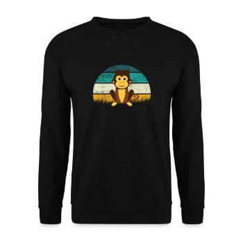 Singe Rétro - Sweat-shirt Unisexe - noir - Devant - Alina (178cm) & Michal (187cm)