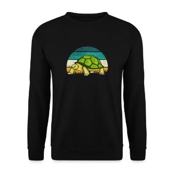 Turtle Retro Vintage - Unisex Sweatshirt - black - Front - Alina (178cm) & Michal (187cm)