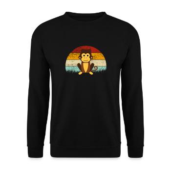Singe Rétro Vintage Couleur Coloré Dessin Animé Singes - Sweat-shirt Unisexe - noir - Devant - Alina (178cm) & Michal (187cm)