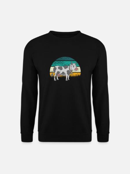 Kuh Kühe Rinder Kälber Kalb Bullen Retro Vintage - Unisex Pullover - Schwarz