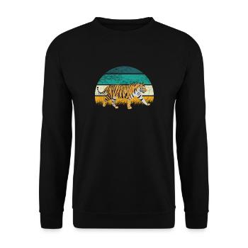 Tiger Animal Predator Africa Safari Dessin animé coloré - Sweat-shirt Unisexe - noir - Devant - Alina (178cm) & Michal (187cm)