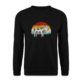 Kuh Retro Vintage Kühe - Unisex Pullover - Schwarz - Vorne - Alina (178cm) & Michal (187cm)