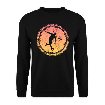 Discgolf Spieler Disc Golf retro Discgolfer Motiv - Unisex Pullover - Schwarz - Vorne - Alina (178cm) & Michal (187cm)