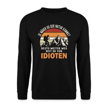 Lustiger Spruch zum Wandern - Unisex Pullover - Schwarz - Vorne - Alina (178cm) & Michal (187cm)