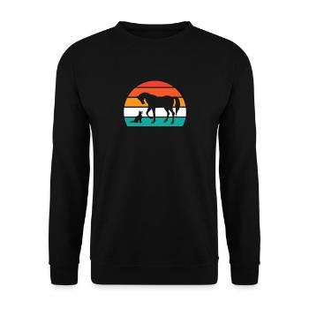 Pferde Hunde Retro Pferd Hund Vintage - Unisex Pullover - Schwarz - Vorne - Alina (178cm) & Michal (187cm)