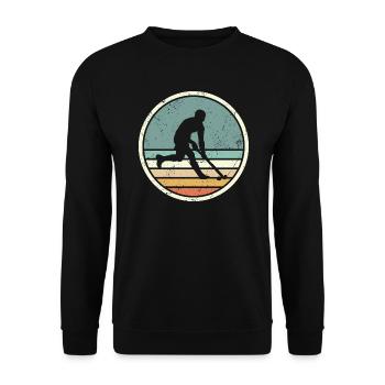 Joueur de hockey Vintage Graphique Hockey sur gazon - Sweat-shirt Unisexe - noir - Devant - Alina (178cm) & Michal (187cm)