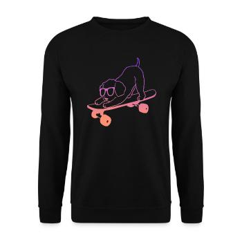 Skateboarder Skaten Hund auf Skateboard - Unisex Pullover - Schwarz - Vorne - Alina (178cm) & Michal (187cm)