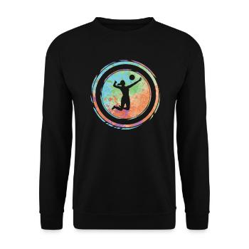 Volleyballspielerin Frauen Mädchen Volleyball - Unisex Pullover - Schwarz - Vorne - Alina (178cm) & Michal (187cm)
