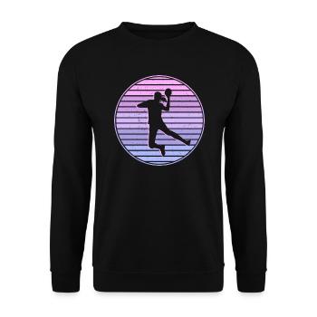 Handballspielerin Mädchen Handballerin Handball - Unisex Pullover - Schwarz - Vorne - Alina (178cm) & Michal (187cm)