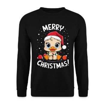 Canard Noël Fermier Canards Joyeux Noël - Sweat-shirt Unisexe - noir - Devant - Alina (178cm) & Michal (187cm)