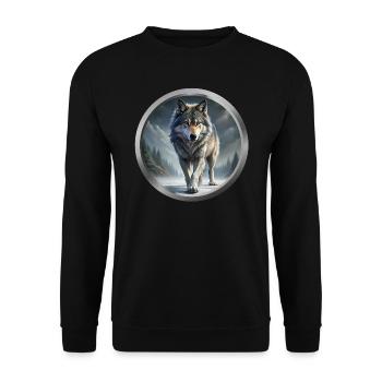 Wolf Animal - 1 - Unisex Sweatshirt - black - Front - Alina (178cm) & Michal (187cm)