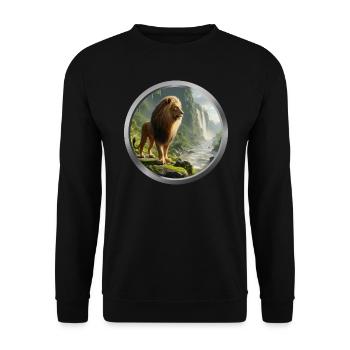 Lion Animal - 5 - Unisex Sweatshirt - black - Front - Alina (178cm) & Michal (187cm)