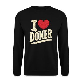 I LOVE DÖNER - KEBAB - Unisex Pullover - Schwarz - Vorne - Alina (178cm) & Michal (187cm)