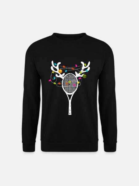 Weihnachtsbaum Lichterkette Tennis Weihnachts - Unisex Pullover - Schwarz