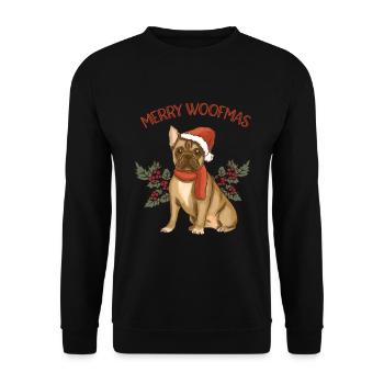 Joyeux Woofmas - Joyeux Noël Boston Terrier - Sweat-shirt Unisexe - noir - Devant - Alina (178cm) & Michal (187cm)