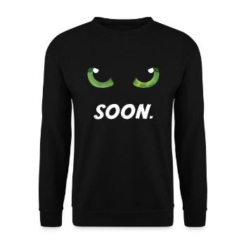 Katzenaugen bald grün - Unisex Pullover - Schwarz - Vorne - Alina (178cm) & Michal (187cm)