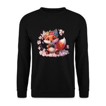 Cute cute fox in spring gift - Unisex Sweatshirt - black - Front - Alina (178cm) & Michal (187cm)