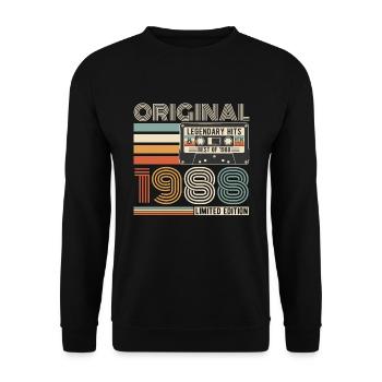 Jahrgang 1988 Vintage Geburtstag Retro - Unisex Pullover - Schwarz - Vorne - Alina (178cm) & Michal (187cm)