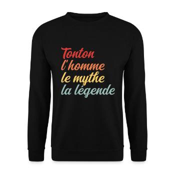 Tonton : L'Homme, Le Mythe et La Légende - Sweat-shirt Unisexe - noir - Devant - Alina (178cm) & Michal (187cm)