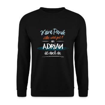 Adrian - Keine Panik. Alles wird gut - Unisex Pullover - Schwarz - Vorne - Alina (178cm) & Michal (187cm)