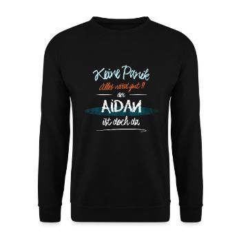 Aidan - Keine Panik. Alles wird gut - Unisex Pullover - Schwarz - Vorne - Alina (178cm) & Michal (187cm)
