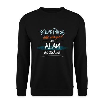 Alan - Keine Panik. Alles wird gut - Unisex Pullover - Schwarz - Vorne - Alina (178cm) & Michal (187cm)