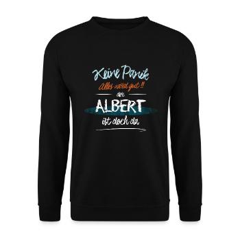 Albert - Keine Panik. Alles wird gut - Unisex Pullover - Schwarz - Vorne - Alina (178cm) & Michal (187cm)