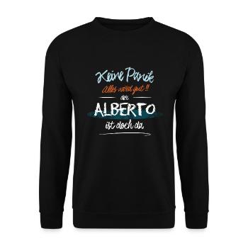 Alberto - Keine Panik. Alles wird gut - Unisex Pullover - Schwarz - Vorne - Alina (178cm) & Michal (187cm)