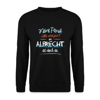 Albrecht - Keine Panik. Alles wird gut - Unisex Pullover - Schwarz - Vorne - Alina (178cm) & Michal (187cm)