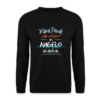 Angelo - Keine Panik. Alles wird gut - Unisex Pullover - Schwarz - Vorne - Alina (178cm) & Michal (187cm)