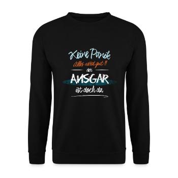 Ansgar - Keine Panik. Alles wird gut - Unisex Pullover - Schwarz - Vorne - Alina (178cm) & Michal (187cm)