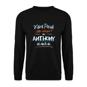 Anthony - Keine Panik. Alles wird gut - Unisex Pullover - Schwarz - Vorne - Alina (178cm) & Michal (187cm)
