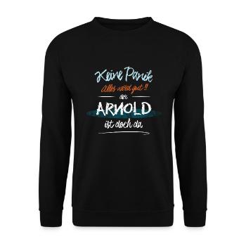 Arnold - Keine Panik. Alles wird gut - Unisex Pullover - Schwarz - Vorne - Alina (178cm) & Michal (187cm)