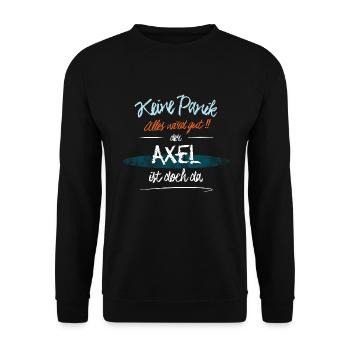Axel - Keine Panik. Alles wird gut - Unisex Pullover - Schwarz - Vorne - Alina (178cm) & Michal (187cm)