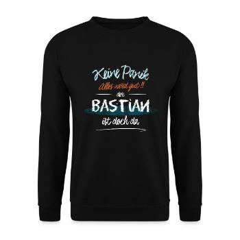 Bastian - Keine Panik. Alles wird gut - Unisex Pullover - Schwarz - Vorne - Alina (178cm) & Michal (187cm)