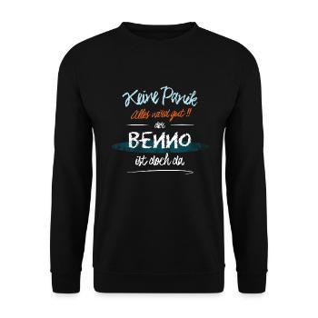 Benno - Keine Panik. Alles wird gut - Unisex Pullover - Schwarz - Vorne - Alina (178cm) & Michal (187cm)
