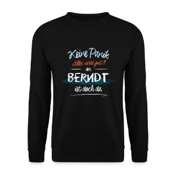 Berndt - Keine Panik. Alles wird gut - Unisex Pullover - Schwarz - Vorne - Alina (178cm) & Michal (187cm)