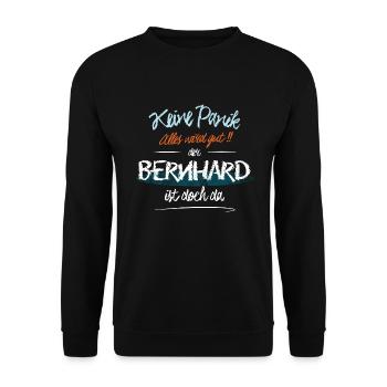 Bernhard - Keine Panik. Alles wird gut - Unisex Pullover - Schwarz - Vorne - Alina (178cm) & Michal (187cm)