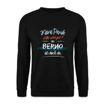 Berno - Keine Panik. Alles wird gut - Unisex Pullover - Schwarz - Vorne - Alina (178cm) & Michal (187cm)