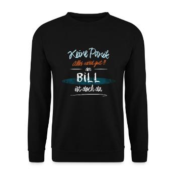 Bill - Keine Panik. Alles wird gut - Unisex Pullover - Schwarz - Vorne - Alina (178cm) & Michal (187cm)