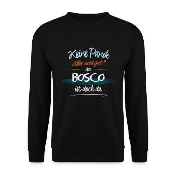 Bosco - Keine Panik. Alles wird gut - Unisex Pullover - Schwarz - Vorne - Alina (178cm) & Michal (187cm)